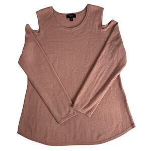 Charter Club Cashmere Women's XL Cold-Shoulder Long Sleeve Sweater Pink